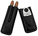 AMANCY Subtle Pocket- Fitable Adjustable 2 Tubes Genuine Leather Black Cigar Case with Cutter Set