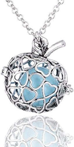 Sharefashion Women Apple & Heart Pendant Necklace Fragrance Oil Aromatherapy Diffuser Locket