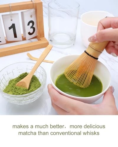 Matcha Whisk, Bamboo Whisk for Matcha Powder, Handcrafted Organic Traditional Japanese Chasen, 100-Prong Matcha Stirrer Wisk Mixer Brush for Authentic Tea Preparation