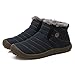 JACKSHIBO Women Men Fully Fur Lined Waterproof Anti-Slip Outdoor Slippers Ankle Boots House Slipper