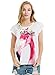 futurino Women's Garland Flamingo Print Crewneck Short Sleeve T-Shirt Top Tees M White