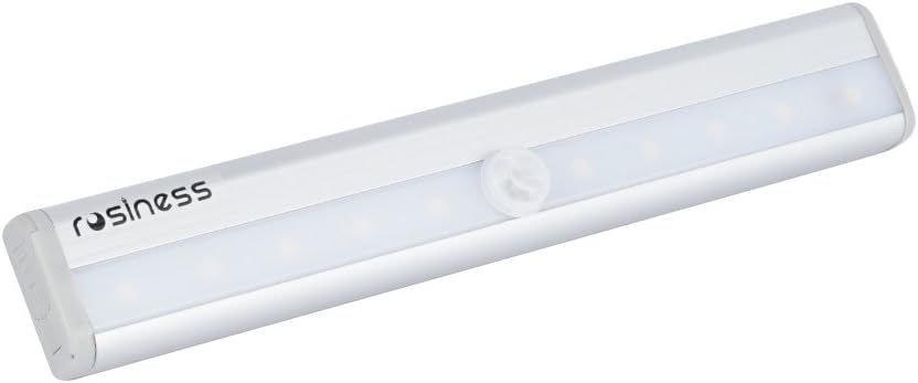 Rosiness 10 LED Wireless PIR Motion Sensor Light Closet Cabinet Drawer Night Light with Magnetic Strip, Battery Powered Bar Lamp