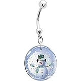 Body Candy Unisex Adult Holiday Snow Globe Snowman Belly Button Ring