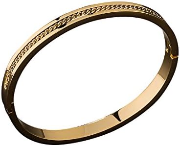 ZONMFEI Girl Women Simple Style 316l Stainless Steel Chain Accented Bangle Bracelet