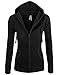 Interstate Apparel Inc Juniors Huge Angel Wings Rhinestone Thermal Zipper Hoodie Black S-3XL