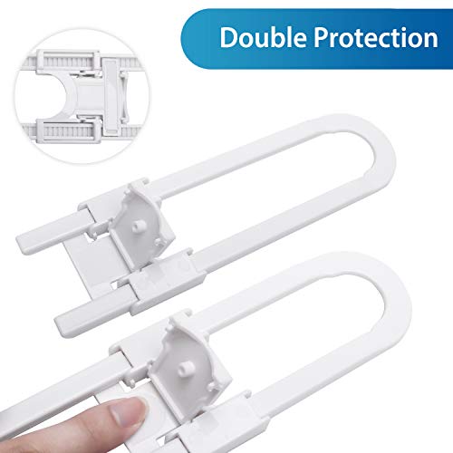 Baby Proofing Set, 23 PCS Upgrated Design Child Proof Cabinet Locks - 6 Double Protected Sliding Cabinet Locks, 10 Outlet Covers + 1 Key, 6 Child Proof Cabinet Locks - No Tools or Drilling Needed
