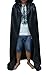 Full Length Men Hooded Cape Cloak Role Play Costume Silk Black XL