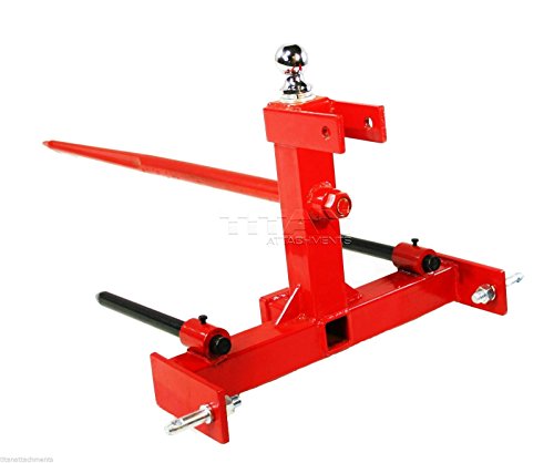 Titan 3 Pt Cat 1 Tractor Trailer Receiver Hitch, 49" Hay Spear & 2 Stabilizers - Thumbnail 3