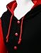 Women's Stylish Fabric Hoodie Baseball Jacket Overcoat BLACKRED Size M