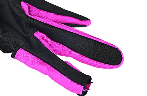 Anser M050912 Man Woman Elastic Lycra 3 Fingers Show Gloves for Billiard Shooters Carom Pool Snooker Cue Sport - Wear on the Right or Left Hand 1PCS (Pink, M) - Thumbnail 6