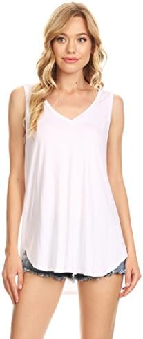 Alexander + David Womens Casual Loose Knit V-Neck Tank Top with Uneven Hem Hi-Lo Bottom