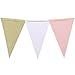Ling's moment 15pcs Paper Pennant Banner Flags, Triangle Bunting Flags Banner, for Bridal Shower, Wedding, Baby Shower, Birthday, Event & Party Supplies, 15pcs Flags(sparkle gold,pink,white)