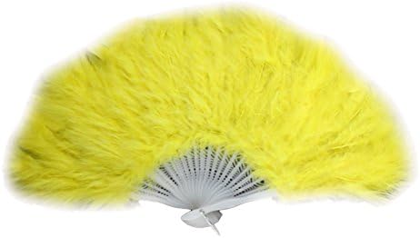 DELEY Nice Feather Dancing Performing Hand Folding Fan Party Fancy Dress Costume Yellow