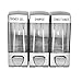 Little World Wall Mounted Soap Dispenser, Manual Hand Dispenser Shampoo Shower Gel Lotion Container Dispenser for Hotel Bathrooms, Sliver 3 Chamber