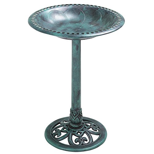 Yaheetech 28'' Outdoor Garden Yard Pedestal Bird Bath Vintage Decor- Green