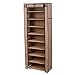 SONGMICS 10-Tier Shoe Tower Rack with Cover 27-Pair Space Saving Shoe Storage Organizer Mocha URXJ10K