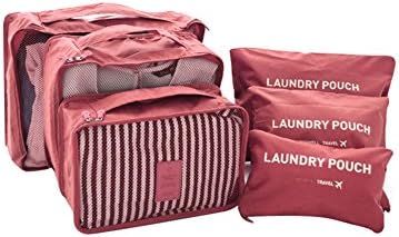 6Pcs TOPAIS Clothes Storage Bags Packing Cube Waterproof Travel Luggage Organizer Pouch (Wine Red)