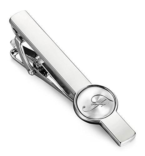 ORAZIO Engraved Initial Tie Bar Clips Letter Tie Pins Set for Mens Business Wedding Shirts Tie Clips F