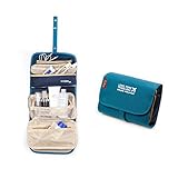 iYaYoo 3-in-1 Hanging Foldable Toiletry Organizer Cosmetic Bag, Navy Blue