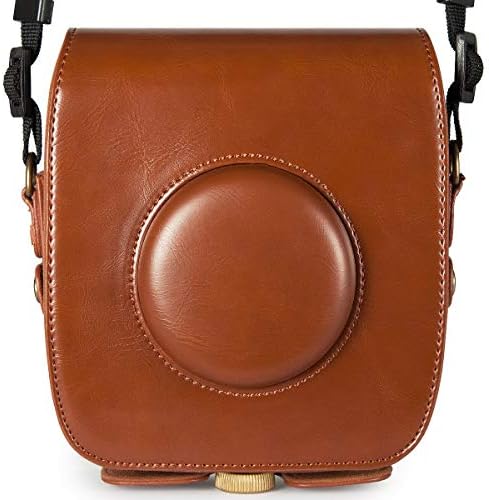 Dennisy Retro Oil Leather Square Camera Case for Fujifilm Instax Square SQ10 Hybrid Instant with Adjustable Shoulder Strap (Brown)