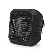 Tacklife EST01 Advanced GFCI Outlet Tester Power Socket Automatic Electric Circuit Polarity Voltage Detector Wall Plug Breaker Finder