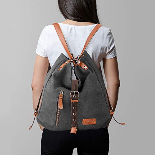 SHANGRI-LA Purse Handbag for Women Canvas Tote Bag Casual Shoulder Bag School Bag Rucksack Convertible Backpack - Grey