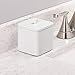 mDesign Small Metal Square Bathroom Apothecary Storage Organizer Canister Jars with Lid - Organization Holders for Vanity, Makeup Tables - Unity Collection - 2 Pack - White