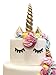 LIMITLESS Unicorn Cake Topper Handmade 5 Piece Set (Set Includes: 1 Horn, 2 Ears, and 2 Eyelashes). Unicorn party decoration for birthday party, wedding and baby shower.
