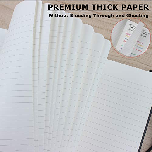 Classic Ruled Notebook Journal, Thick Paper with Fine Inner Pocket, Black Faux Leather, A5 Size 5"x 8.25", Quality Paper - 120gsm for Bujo Journaling Writing Note Taking