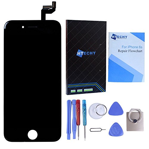 Htechy Display Für iPhone 6S Schwarz LCD Replacement - LCD Display Touchscreen Ersatz Bildschirm mit Komplett Werkzeug Kostenlos