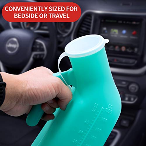 Seneme Portable Male Urinal Pee Bottles with Lid 32oz./1000mL, Urinals for Men (2 Pcs)