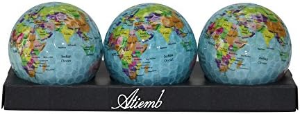 Atiemb World Map Coin Character Practice Golf Balls, Perforated, Good Quality Used AAAA Golf Balls (Pack of 12 Balls)