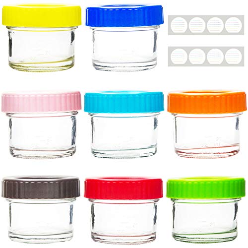 Youngever Glass Baby Food Storage, 4 Ounce Stackable Baby Food Glass