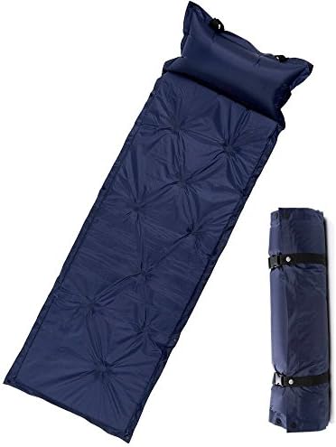 7Leon Waterproof 190T Polyester Outdoor Sleeping Pad Self-Inflating Quick Valve Camping Mat with Attached Inflatable Pillow and Bag