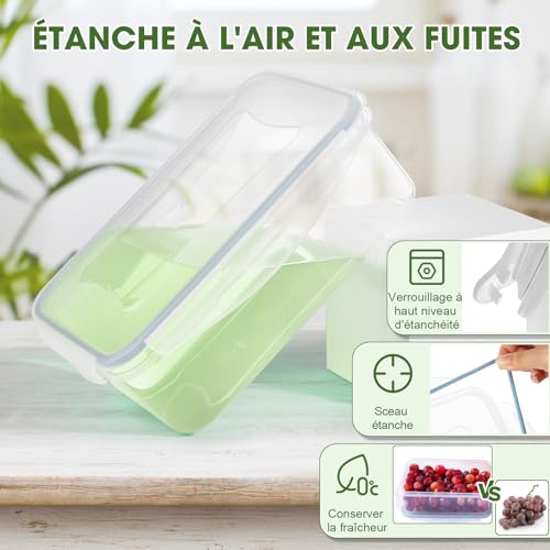 YASHE Food Box Set, 16 Pieces (8 Containers, 8 Lids), Airtight Reusable Plastic Food Boxes, BPA Free, 100% Leakproof