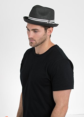 Peter Grimm Depp Natural Straw Fedora - Black (XXL)