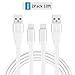 Novtech Lightning Cable 2 Pack 10ft Tangle Free Flat USB Cables for iPhone 7 7 Plus 6s 6s Plus 6 6 Plus 5s 5c 5, iPad Pro Air iPad mini, iPod touch 5th 6th nano 7th(White)
