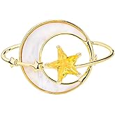 Kokoma Dainty Moon and Star Brooch Pin for Women Cubic Zirconia Celestial Theme Lapel Pin Badge Scarf Clip Safety Pins Accessory Jewelry for Cloth Dress Suit