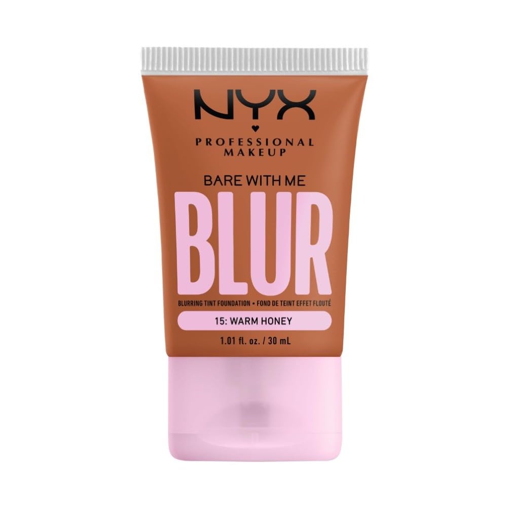 NYX Professional Makeup Blurring Tint Foundation, Medium Coverage, Matte Finish, With Niacinamide, Matcha and Glycerin, 12 Hours Hydrating, Bare With Me Blur, 30 ml, Shade: Warm Honey