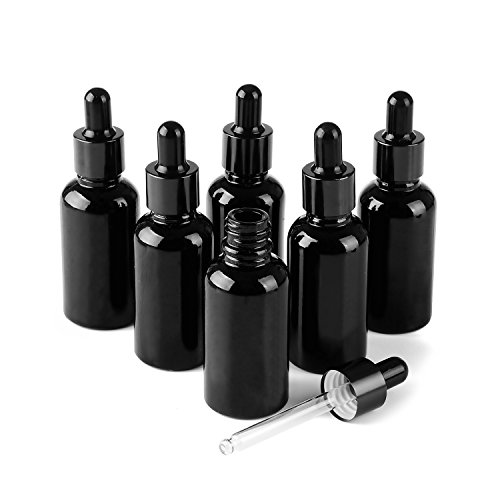 30 Ml (1 fl oz) Black Glass Essential Oil Bottles with Eye Droppers, 6