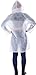 Transparent Emergency Hooded Knee-Length Rain Coat with Pockets, Blue/Red Dots, (Adult Size)