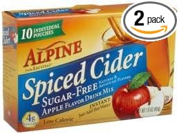 Amazon Com Alpine Spiced Cider Sugar Free Apple Flavor Drink Mix 14 Oz Pouch 10 Count Boxes Pack Of 2 Powdered Soft Drink Mixes Grocery Gourmet Food
