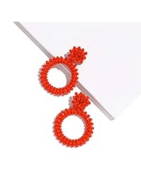 FIFATA - Pendientes de aro, hechos a mano, con flecos, para mujer