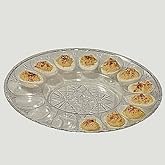 Deviled Egg Clear Plastic Crystal Cut Platter - Set of 2