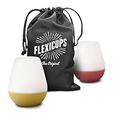 Flexicups Silicone Camping Wine Glasses 12 Oz Set of 2 Shatterproof and Lightweight with Handy Carry Bag Perfect Cups for Picnics and Outdoor Parties