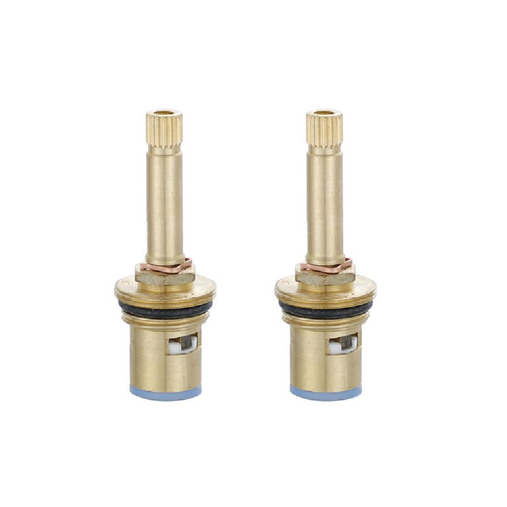 2 Pcs Tap Cartridge Valve, 1/2" Brass Stem Disc Cartridge Faucet Repair Replacement Parts for Bathroom Kitchen Sink Tap, Random Color (76MM)