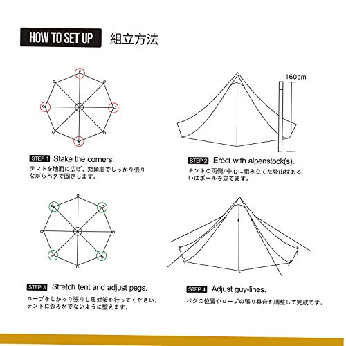 OneTigris | Black Orca Chimney Tipi Zelt mit Herd Loch, 2 Personen Smokey Hut Zelt für Trekking Camping Outdoor… – Bild 6