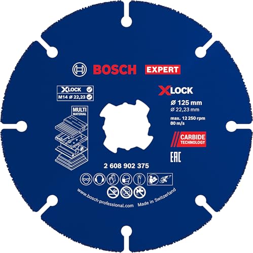 Bosch 1x Expert Carbide Multi Wheel Cutting Disc, X-Lock (for Hardwood, Wood with Nails, Ø 125 mm, Professional Accessory Small Angle Grinder)