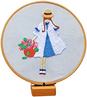 Lovedfull Full Set of Hand-Made Embroidery Starter Kit, Embroidery Kit, Including Embroidery Cloth with Pattern on Fabric, Embroidery Hoop, Color Threads and Tools Kit