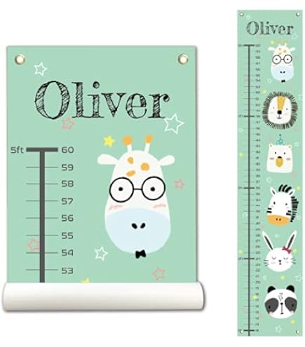 Stephen Joseph Kids Growth Chart – Turquoise Sunshine Design With 3 Photo Frames (Measures 24\" To 60\")